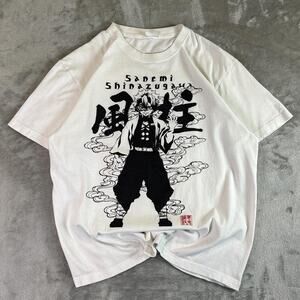 Cospa Demon Slayer Sanemi Shinazugawa Anime Graphic T Shirt White Sz S